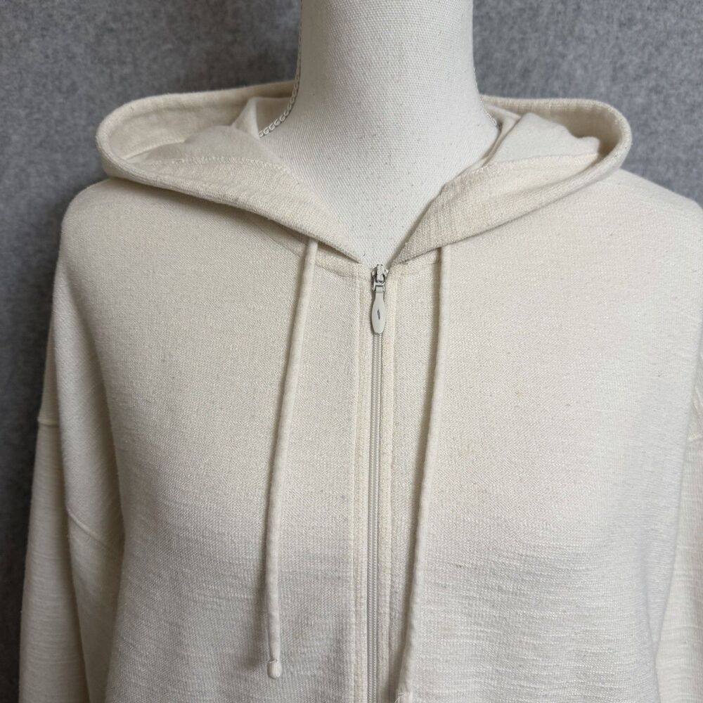 Old Navy Women's M Off White Lightweight Full Zip Hoodie Jacket Cotton Blend - Picture 3 of 7